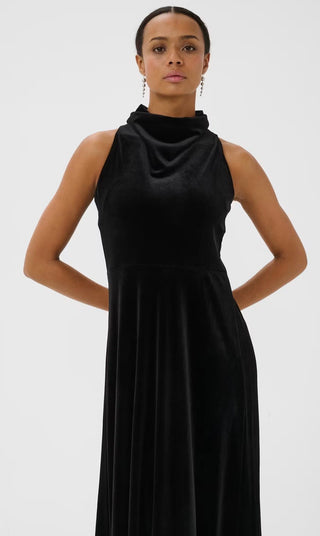 Dicle Halterneck Velvet Dress by Part Two - Black, Blue, Chocolate