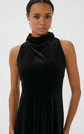 Dicle Halterneck Velvet Dress by Part Two - Black, Blue, Chocolate