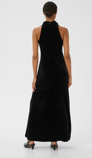 Dicle Halterneck Velvet Dress by Part Two - Black, Blue, Chocolate