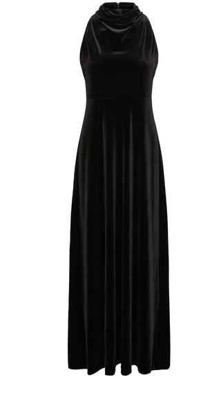 Dicle Halterneck Velvet Dress by Part Two - Black, Blue, Chocolate