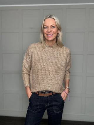 Halfa Round Neck Jumper by Saint Tropez - Gold