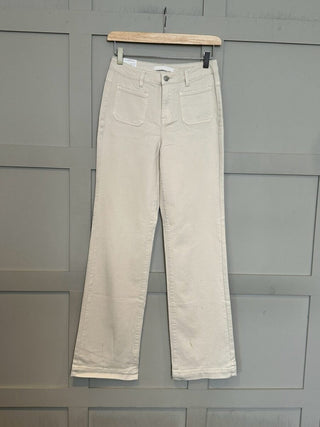 Violetta Skinny Flare Bootcut, Mid Rise Jeans with Square Front Pockets - Black, Dark Indigo, Denim Blue, Ecru, Grey, Khaki