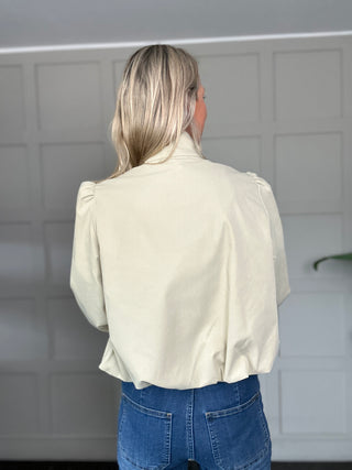 Rebecca Bubble Hem Jacket with Funnel Neck - Fawn
