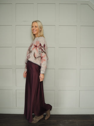 Lodisa Satin Feel Slip Skirt by Saint Tropez - Burgundy