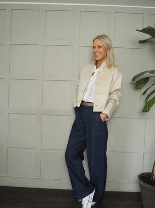 Jada Collarless Cropped Jacket by Soaked - Oatmeal