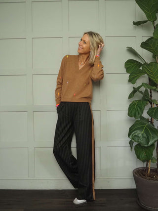 Chancery Pinstripe Trousers - Black, Khaki, Navy Blue