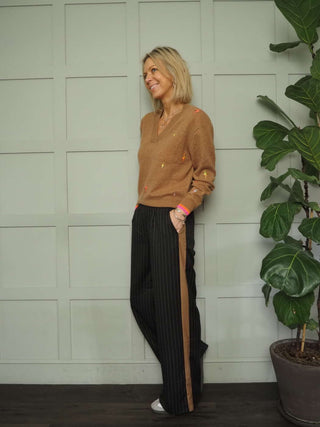 Chancery Pinstripe Trousers - Black, Khaki, Navy Blue