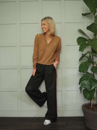 Chancery Pinstripe Trousers - Black, Khaki, Navy Blue