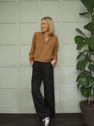 Chancery Pinstripe Trousers - Black, Khaki, Navy Blue