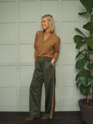 Chancery Pinstripe Trousers - Black, Khaki, Navy Blue