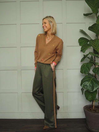 Chancery Pinstripe Trousers - Black, Khaki, Navy Blue