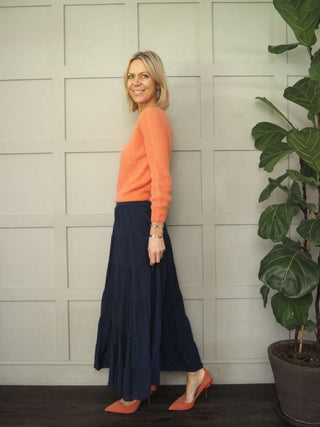 Lindy Tiered, Cotton Maxi Skirt with Wide Waistband, Best Seller - 10 Colours