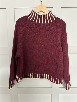 Una Turtle Neck with Contrasting Blanket Stitch Jumper, Best Seller - 17 Colours