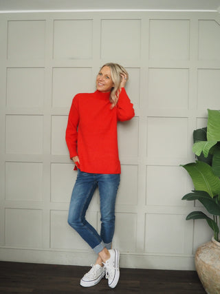 Byolma Turtle Neck Jumper by BYoung - Red