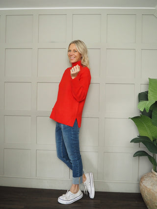 Byolma Turtle Neck Jumper by BYoung - Red