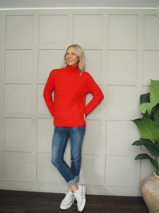 Byolma Turtle Neck Jumper by BYoung - Red