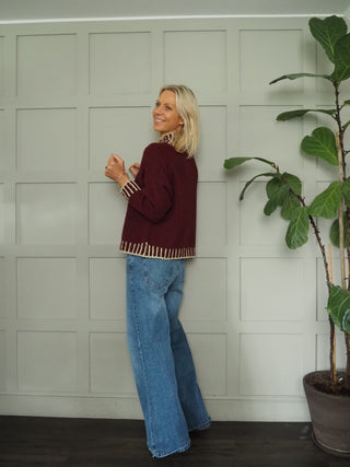 Una Turtle Neck with Contrasting Blanket Stitch Jumper, Best Seller - 17 Colours