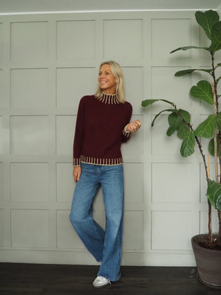 Una Turtle Neck with Contrasting Blanket Stitch Jumper, Best Seller - 17 Colours