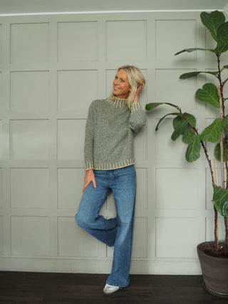 Una Turtle Neck with Contrasting Blanket Stitch Jumper, Best Seller - 17 Colours