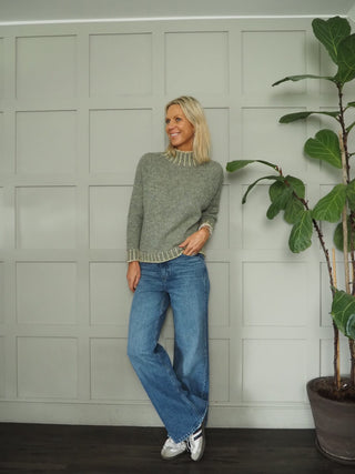 Una Turtle Neck with Contrasting Blanket Stitch Jumper, Best Seller - 17 Colours