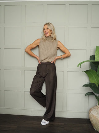 Hugo Ribbed Sleeveless Polo Neck - Black, Chocolate, Ecru, Navy Blue and Taupe