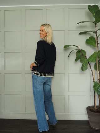 Una Turtle Neck with Contrasting Blanket Stitch Jumper, Best Seller - 17 Colours