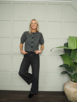 Byomea Cardigan with Bows by BYoung - Grey/Black