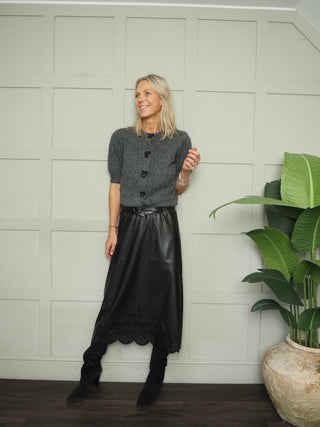 Bydensio Faux Leather Skirt with Scalloped Hem by BYoung - Black