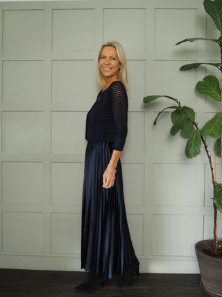 Ani Sparkly, Striped Bolero with Single Hook and Eye Fastening - Black, Champagne, Navy Blue