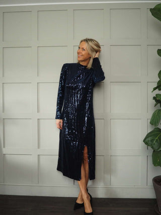 Mady Sequin Dress by Frnch - Navy Blue