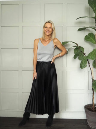 Viv Camisole with Subtle Lurex Sparkle - Navy Blue, Silver