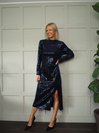 Mady Sequin Dress by Frnch - Navy Blue