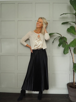 Ani Sparkly, Striped Bolero with Single Hook and Eye Fastening - Black, Champagne, Navy Blue