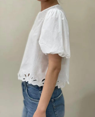Compton Bubble Sleeve Blouse - White