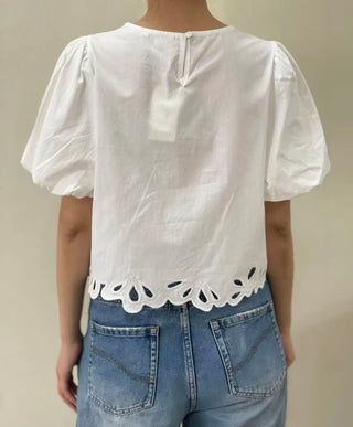 Compton Bubble Sleeve Blouse - White