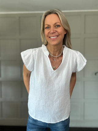 Bosham Cotton Cheesecloth Short Sleeve Blouse - 6 Colours