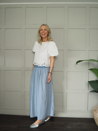 Gigi Gingham Maxi Skirt - Blue, Sage Green, Brick Red