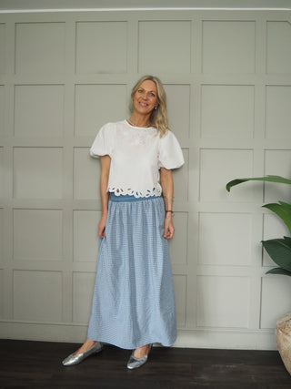 Gigi Gingham Maxi Skirt - Blue, Sage Green, Brick Red