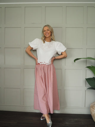 Gigi Gingham Maxi Skirt - Blue, Sage Green, Brick Red