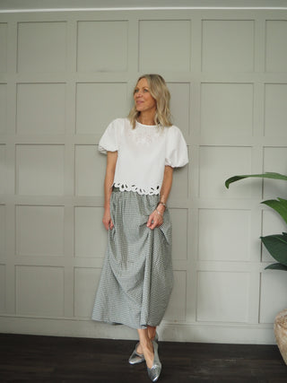 Gigi Gingham Maxi Skirt - Blue, Sage Green, Brick Red