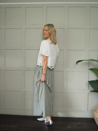 Gigi Gingham Maxi Skirt - Blue, Sage Green, Brick Red