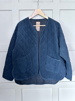 Leonard Needlecord Quilted Jacket - Chocolate, Navy