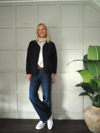 Leonard Needlecord Quilted Jacket - Chocolate, Navy