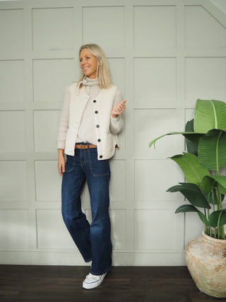 Freddie Reversible Faux Shearling Gilet - Camel/Oatmeal