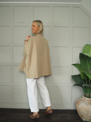 Ronda Poncho with Funnel Neck - Camel