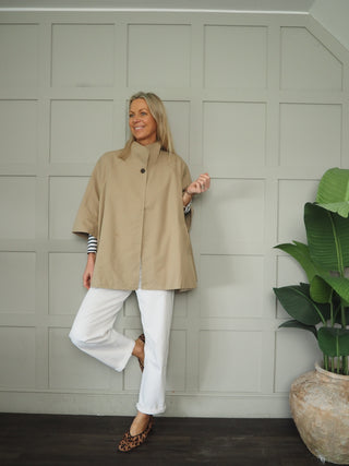 Ronda Poncho with Funnel Neck - Camel