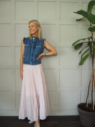 Lilibet Maxi Skirt with Elasticated Waist - Blue, Pink, Yellow