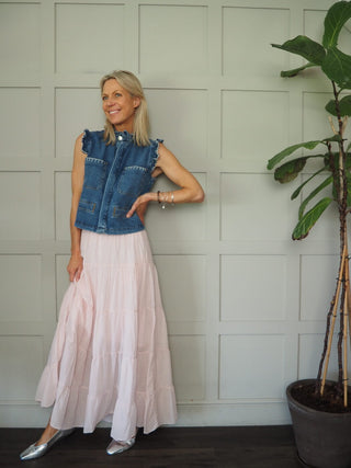 Lilibet Maxi Skirt with Elasticated Waist - Blue, Pink, Yellow