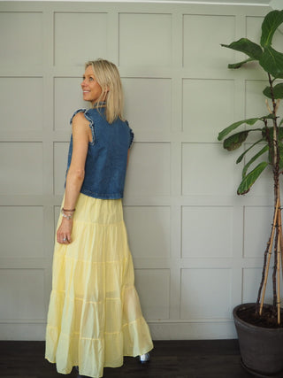 Lilibet Maxi Skirt with Elasticated Waist - Blue, Pink, Yellow