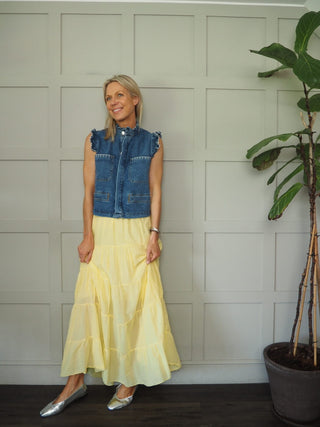 Lilibet Maxi Skirt with Elasticated Waist - Blue, Pink, Yellow